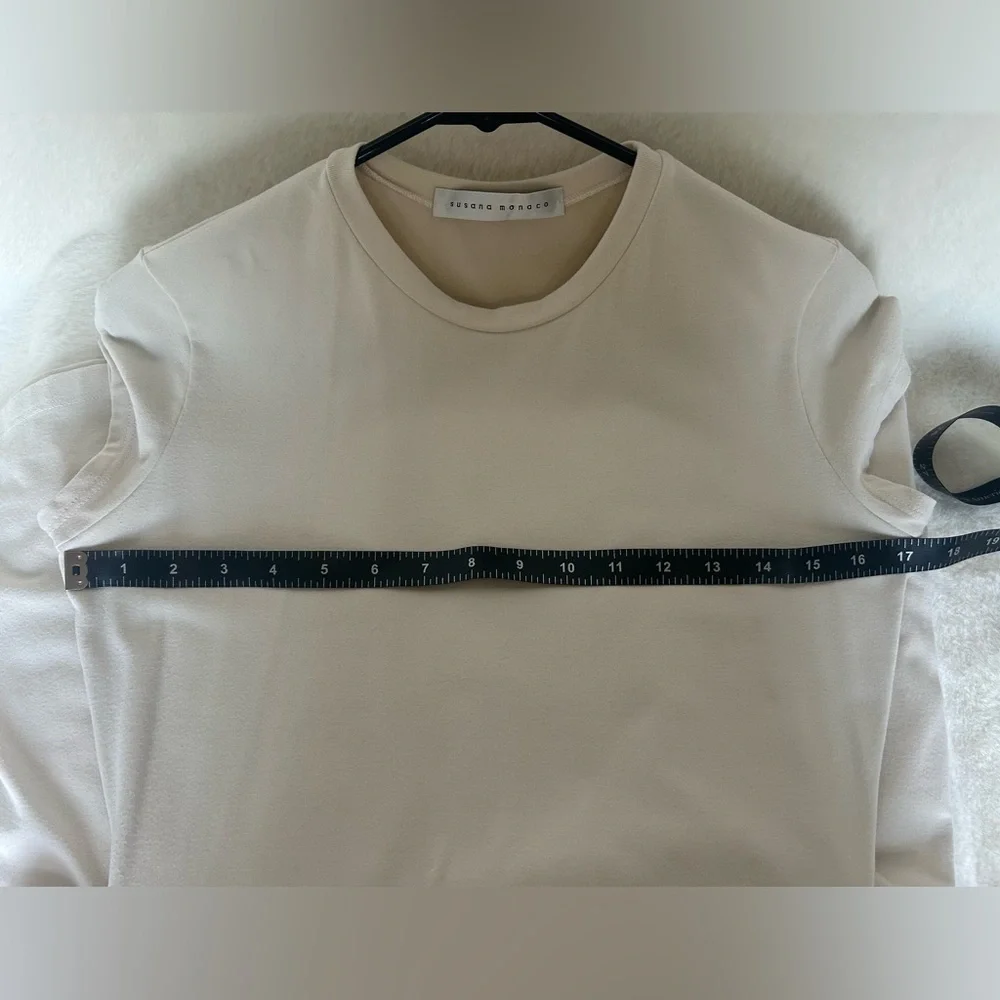 Susana Monaco Short Sleeve A-Line Mini Dress in Natural Size Medium - Picture 8 of 10